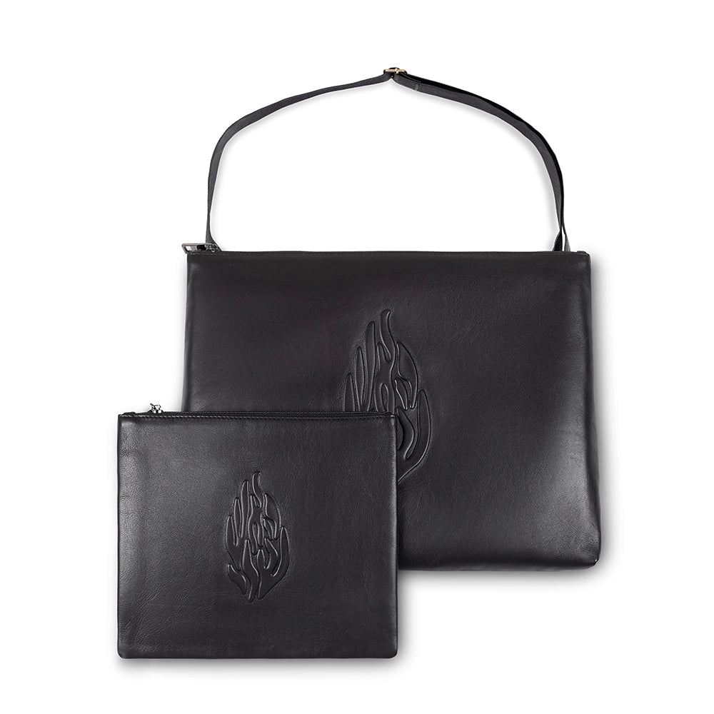 Leather Tallit & Tefillin Set 29x38 cm - Black