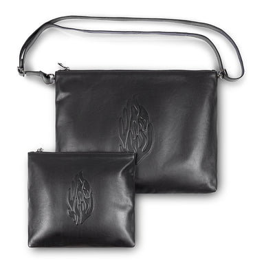 Leather Tallit & Tefillin Set 29x38 cm - Black