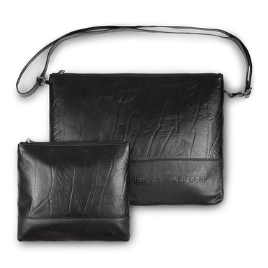 Leather Tallit & Tefillin Set 29x38 cm - Black