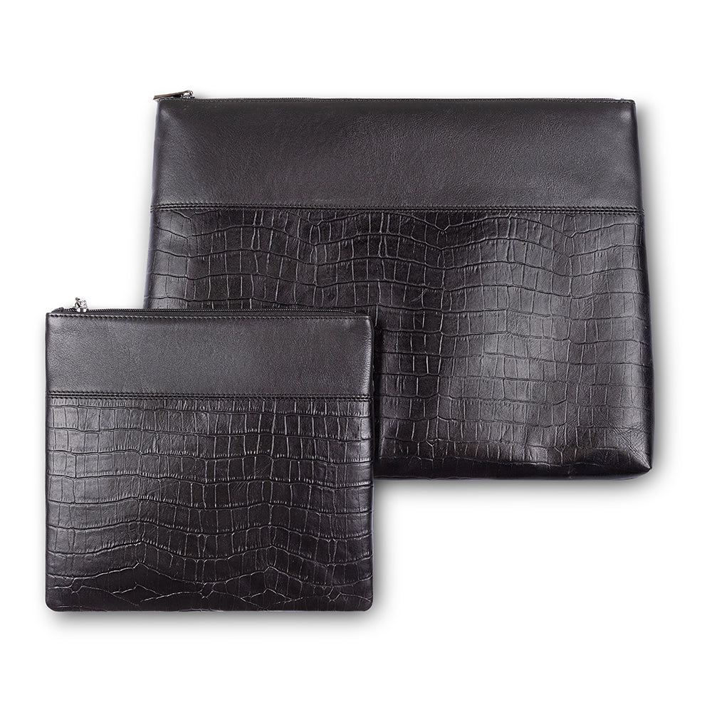 Leather Tallit & Tefillin Set 29x38 cm - Black