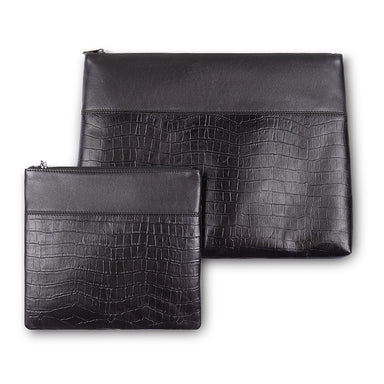 Leather Tallit & Tefillin Set 29x38 cm - Black