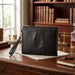 Leather Tefilin Clutch Bag with Embossed logo 26.5x20.5 cm - Black