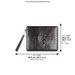 Leather Tefilin Clutch Bag with Embossed logo 26.5x20.5 cm - Black