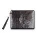 Leather Tefilin Clutch Bag with Embossed logo 26.5x20.5 cm - Black