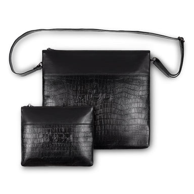 Leather Tallit & Tefillin Set 33x37 cm - Black