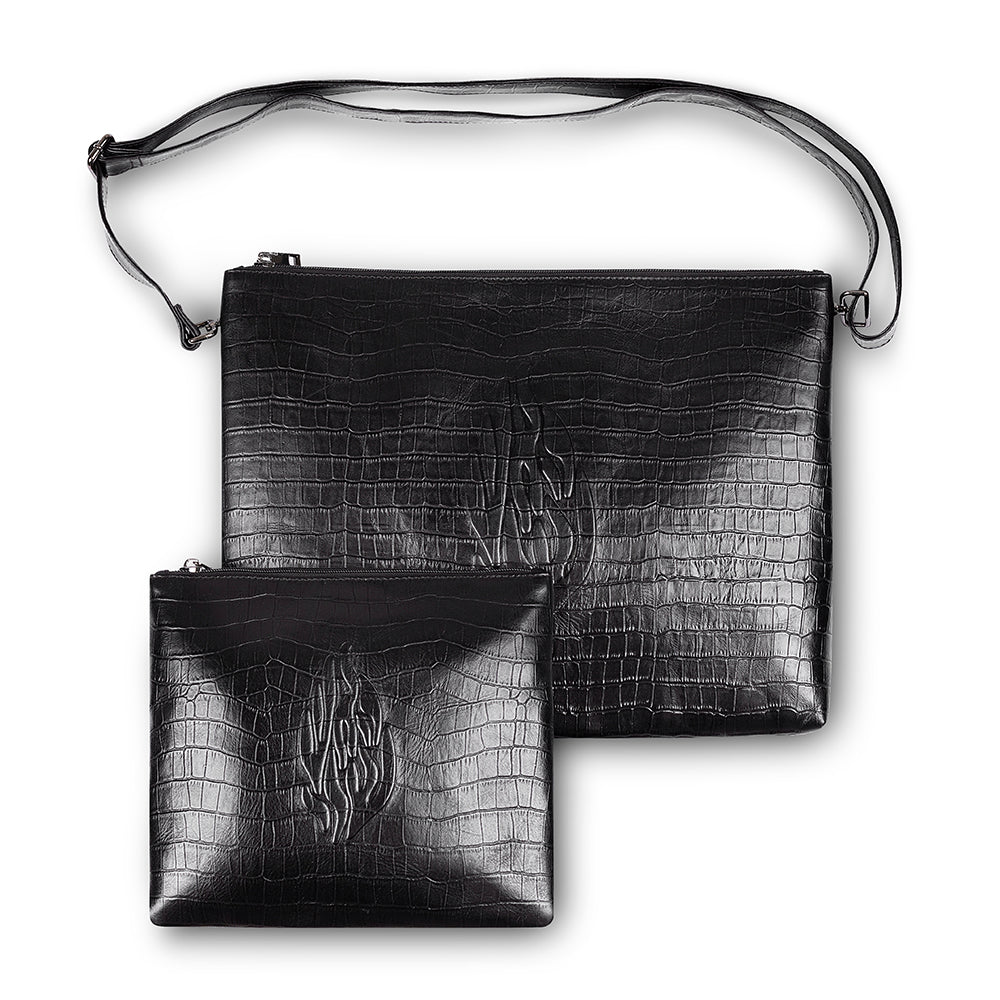 Leather Tallit & Tefillin Set 29x38 cm - Black