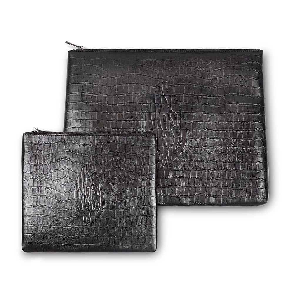 Leather Tallit & Tefillin Set 29x38 cm - Black