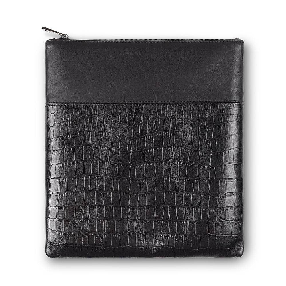 Leather Tefillin Bag 27x25 cm - Snake Black
