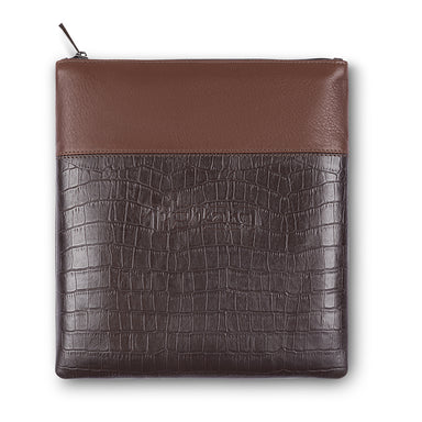 Leather Tefillin Bag 27x25 cm - Snake Brown