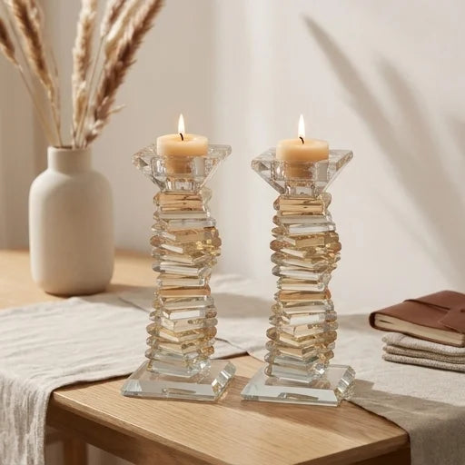 Pair of Crystal Elegant Candlesticks