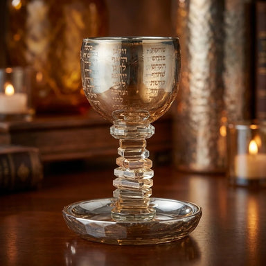 Crystal Kiddush Cup "the Bible Rivers" 16 cm Contain 100ml // 3.4oz - Gold