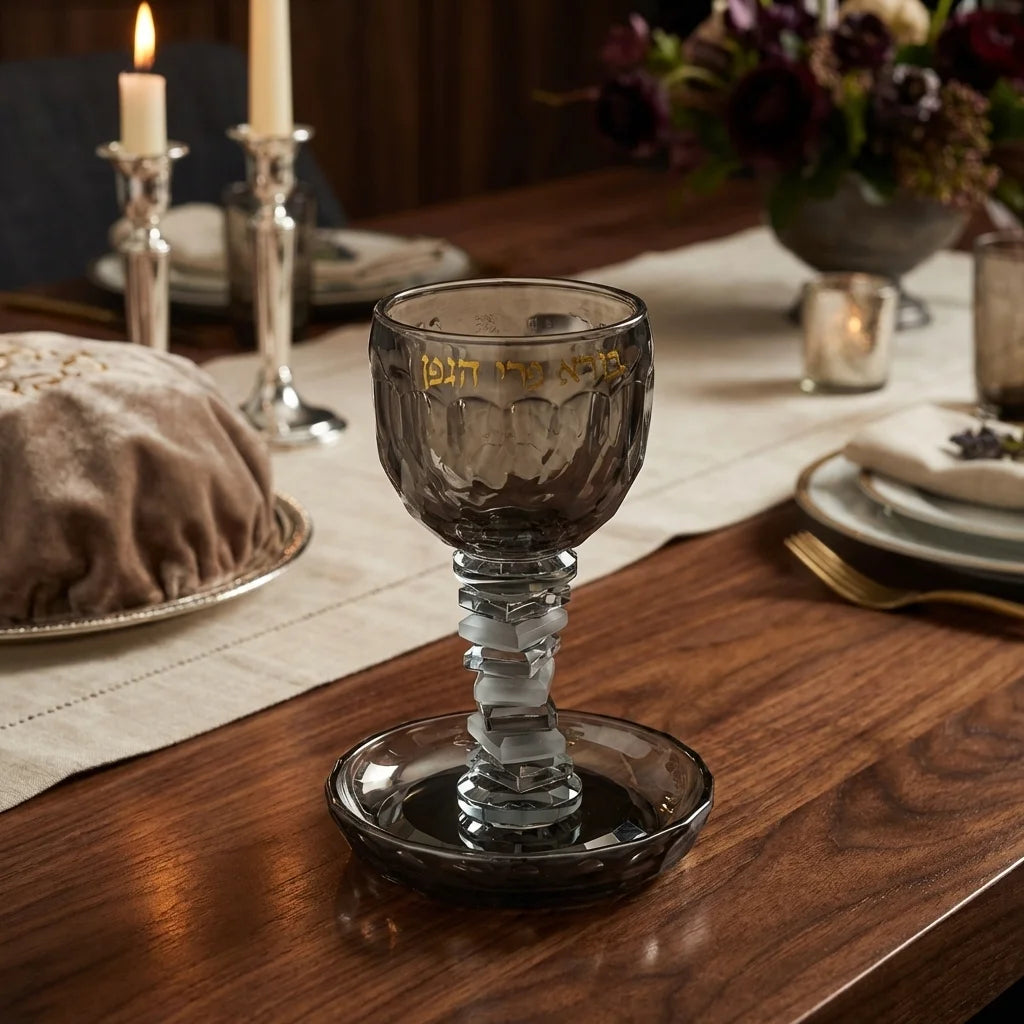 Crystal Kiddush Cup 16 cm Contain 100ml // 3.4oz - Black