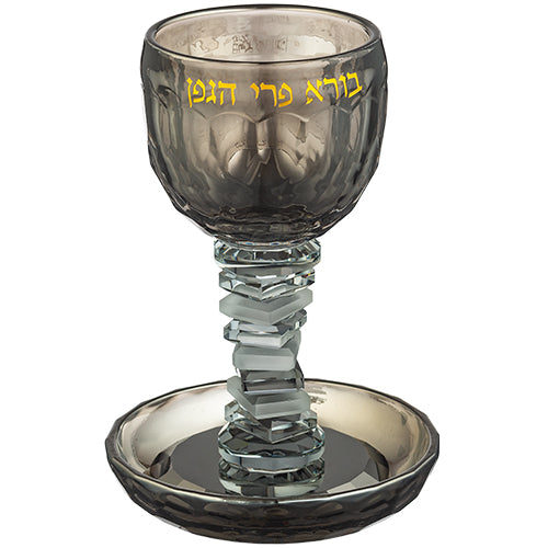 Crystal Kiddush Cup 16 cm Contain 100ml // 3.4oz - Black