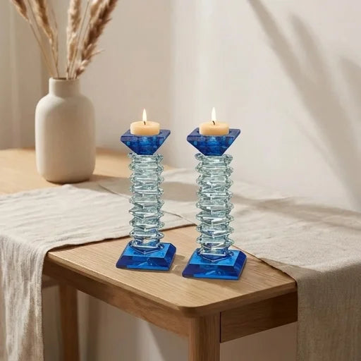 Pair of Crystal Elegant Candlesticks 17.5cm