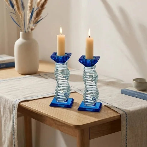 Pair of Crystal Elegant Candlesticks 16.5 cm