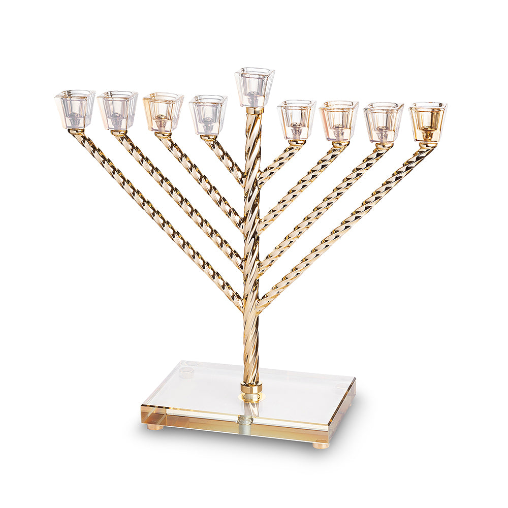 Metal Menorah with Crystal base 32cm