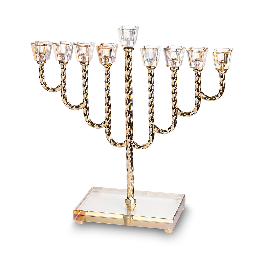 Metal Menorah with Crystal base 32cm