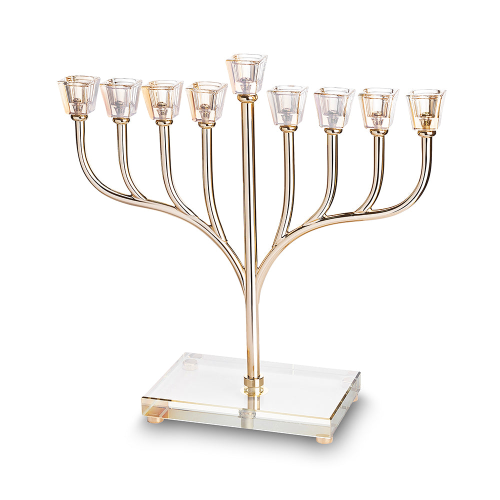 Metal Menorah with Crystal base 32cm