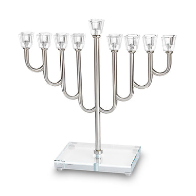 Metal Menorah with Crystal base 32cm