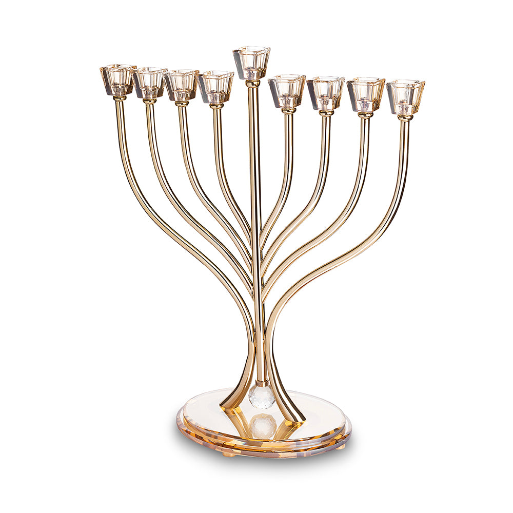 Metal Menorah with Crystal base 42cm