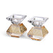 Crystal Candlesticks with Plaque 6.5cm - Gold
