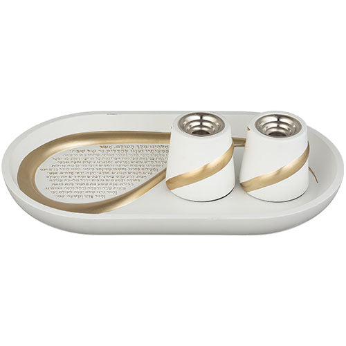 Polymer Set Tray and Pair of Candlesticks
