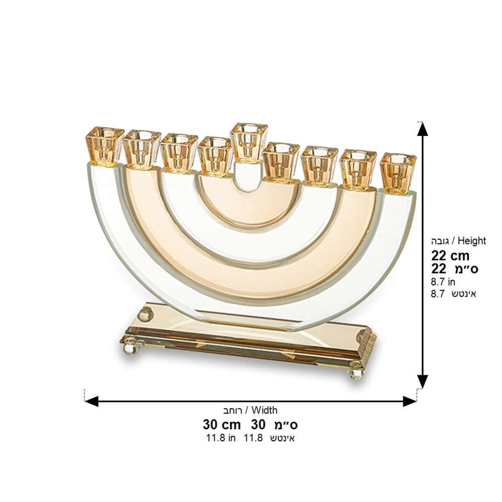 Crystal Elegant Hanukkiah 25cm - Gold, Striped