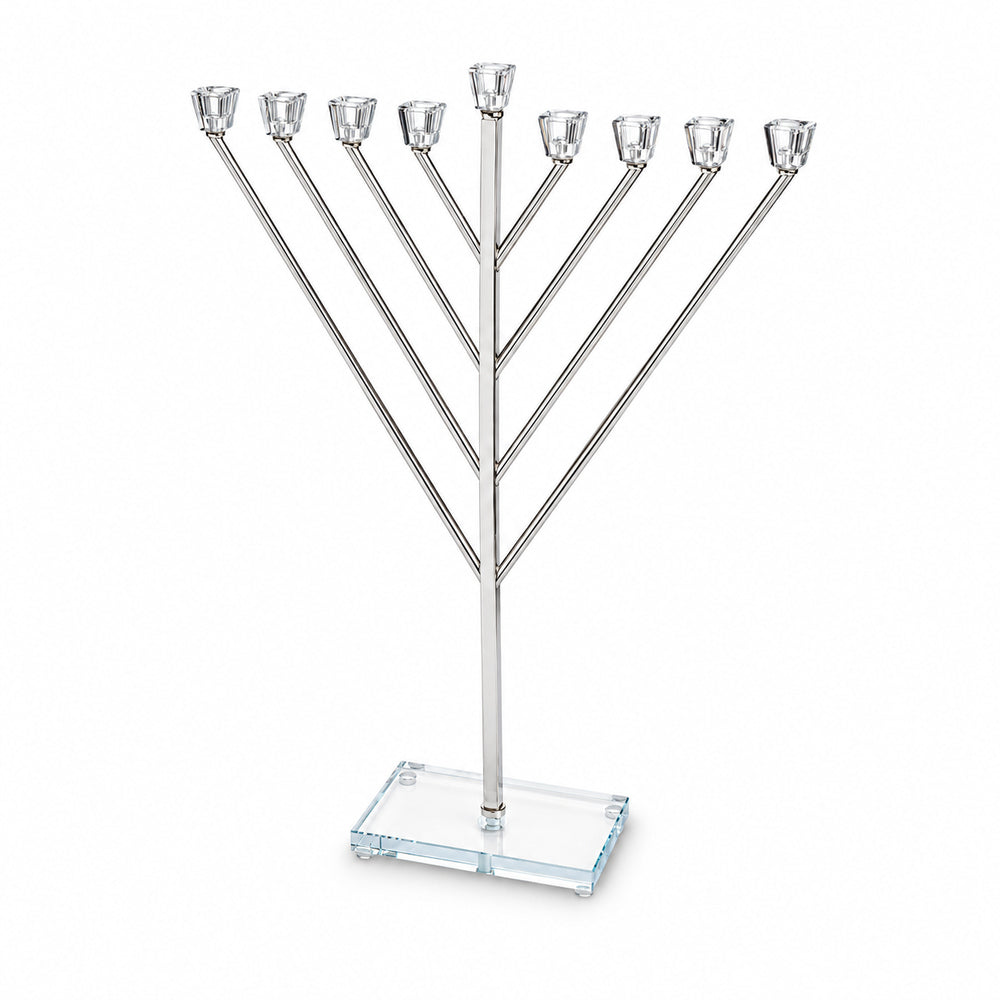 Metal Menorah with Crystal base 32cm