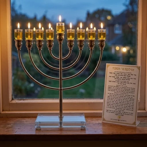 Metal Menorah with Crystal base 32cm
