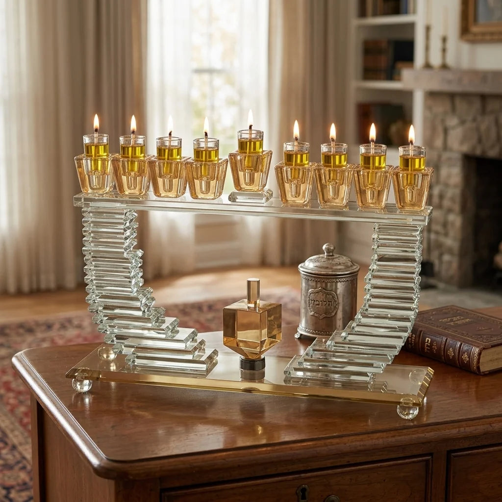 Crystal Elegant Hanukkiah 19.5x28 cm - Gold
