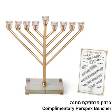 Metal Menorah with Crystal base 32cm