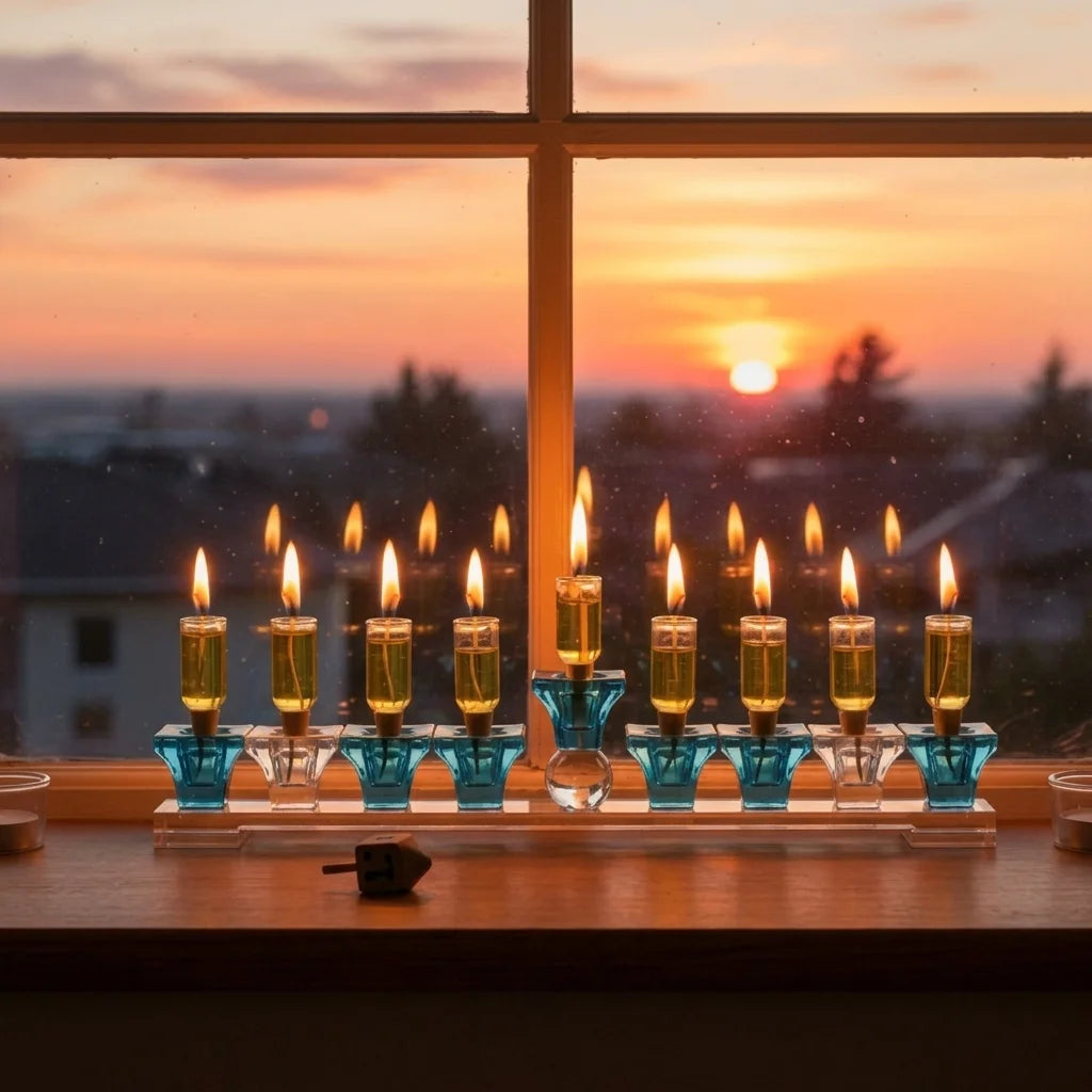 Elegant Crystalmenorah 37*6 cm - Blue