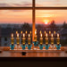 Elegant Crystalmenorah 37*6 cm - Blue