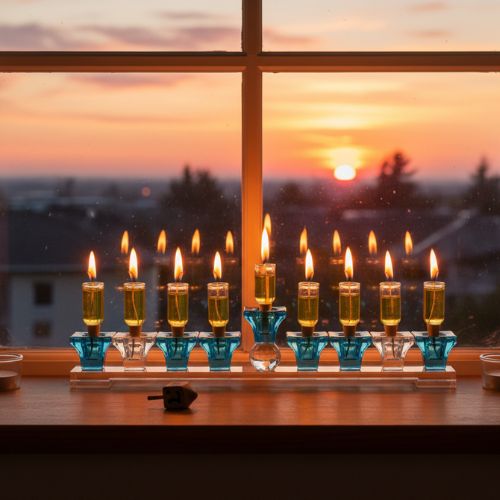 Elegant Crystalmenorah 37*6 cm - Blue