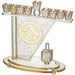Crystal Menorah 28*27 cm with Metal Plaque and Stones