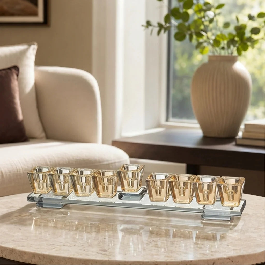 Elegant Crystal Menorah on a Base 28*7 cm