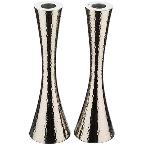 Hammered Aluminum Candlesticks 23 cm - Nickel