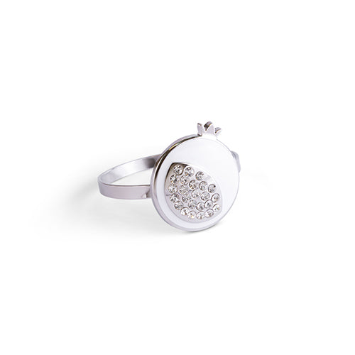 Set of 6 Napking Holders Rings - Silver, Gray, with Stones