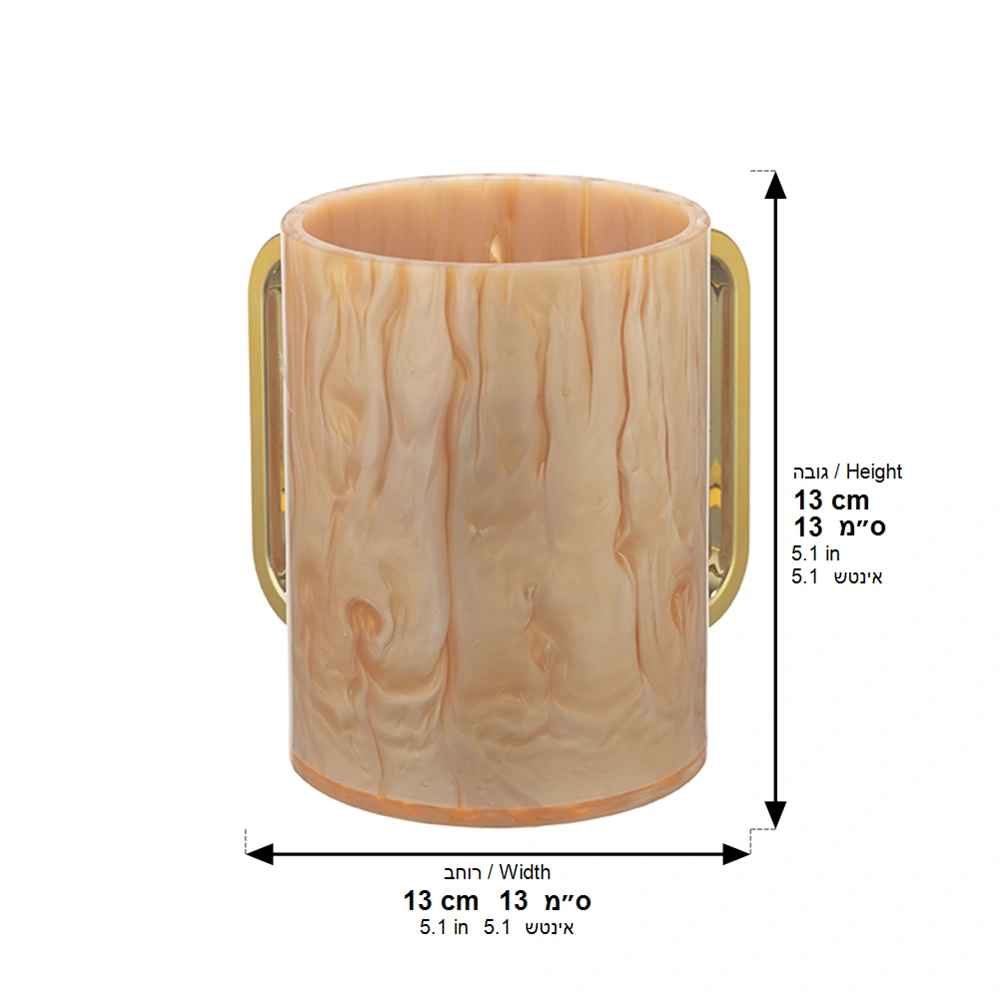 Lucite Clear Washing Cup 13 cm - Marble - Gold