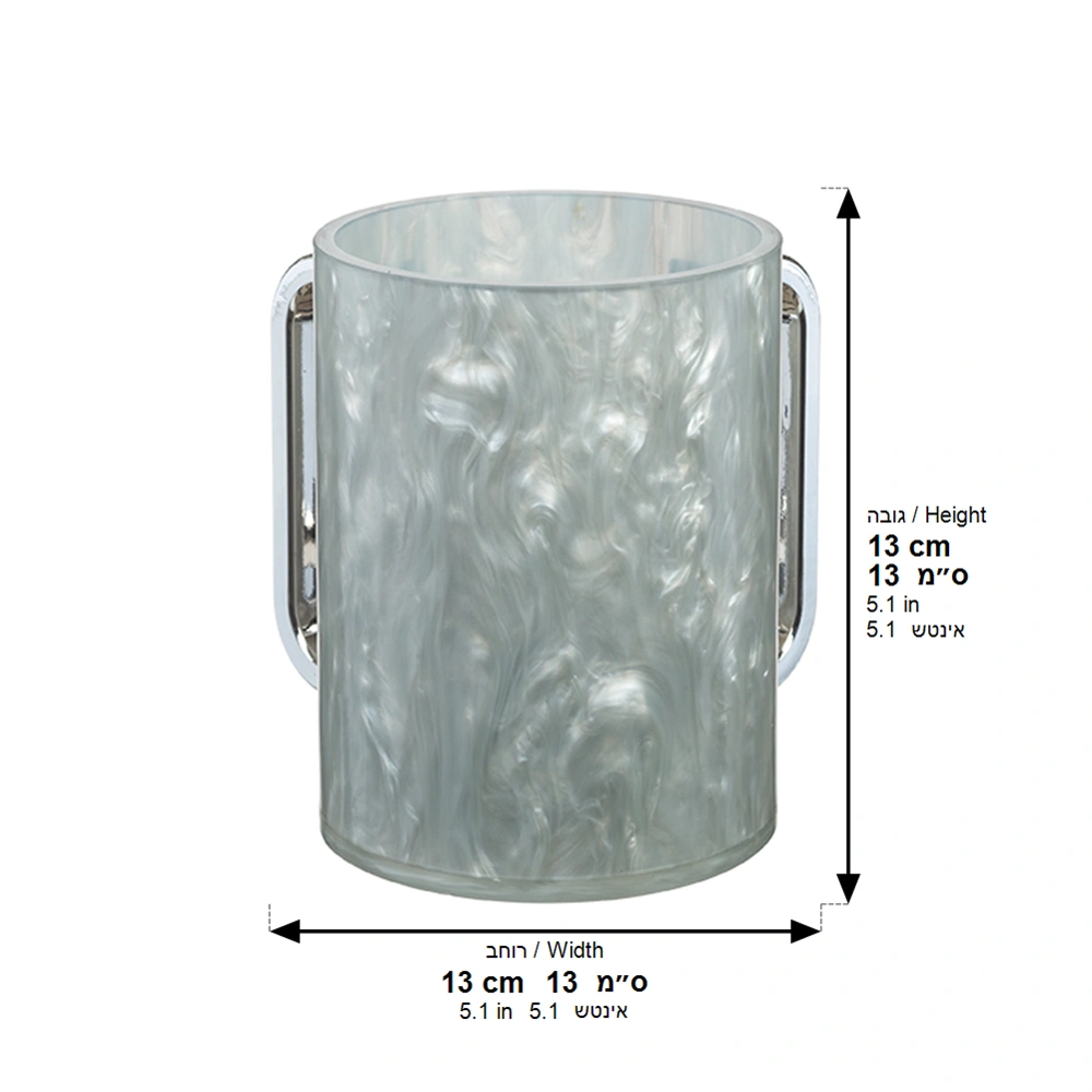 Lucite Clear Washing Cup 13 cm - Marble - Silver