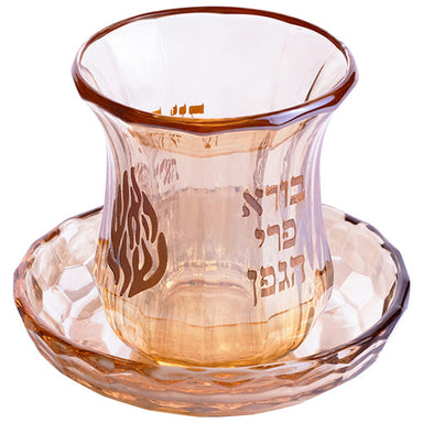 Crystal Kiddush Cup Without Stem 9 cm Contain 100ml/3.4oz - Gold