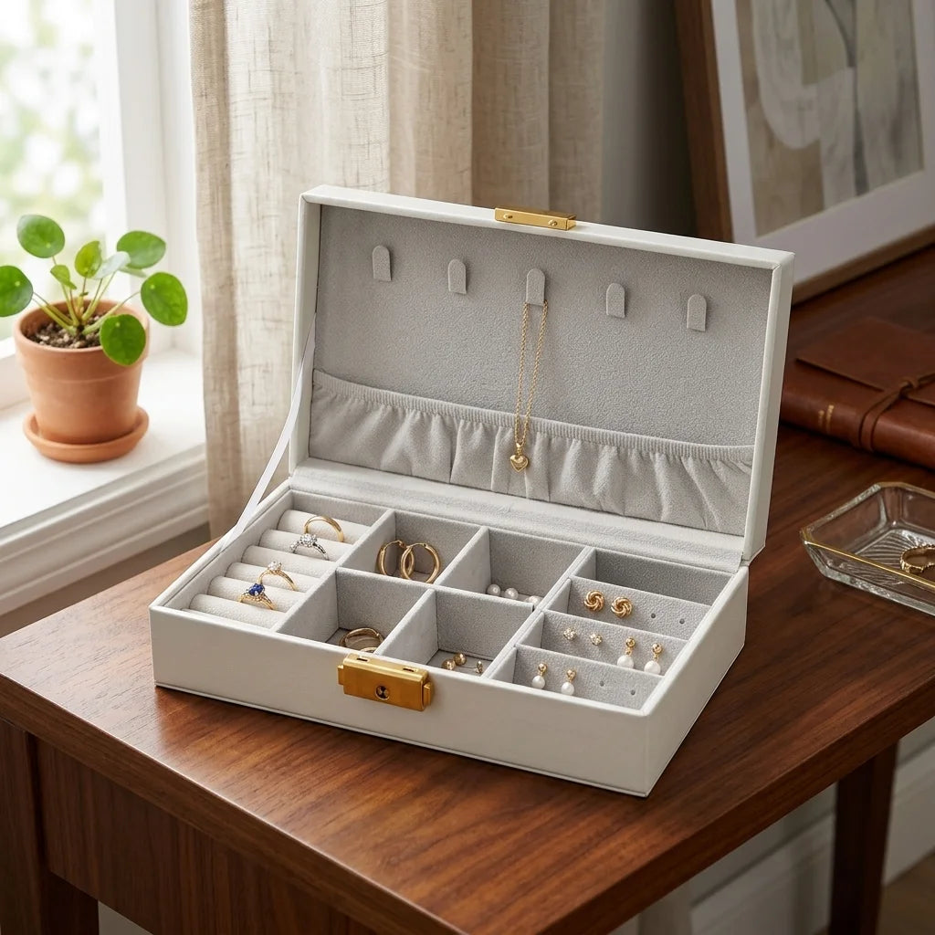 Fancy Jewelry Box with Print 21*12*6 cm - Gold