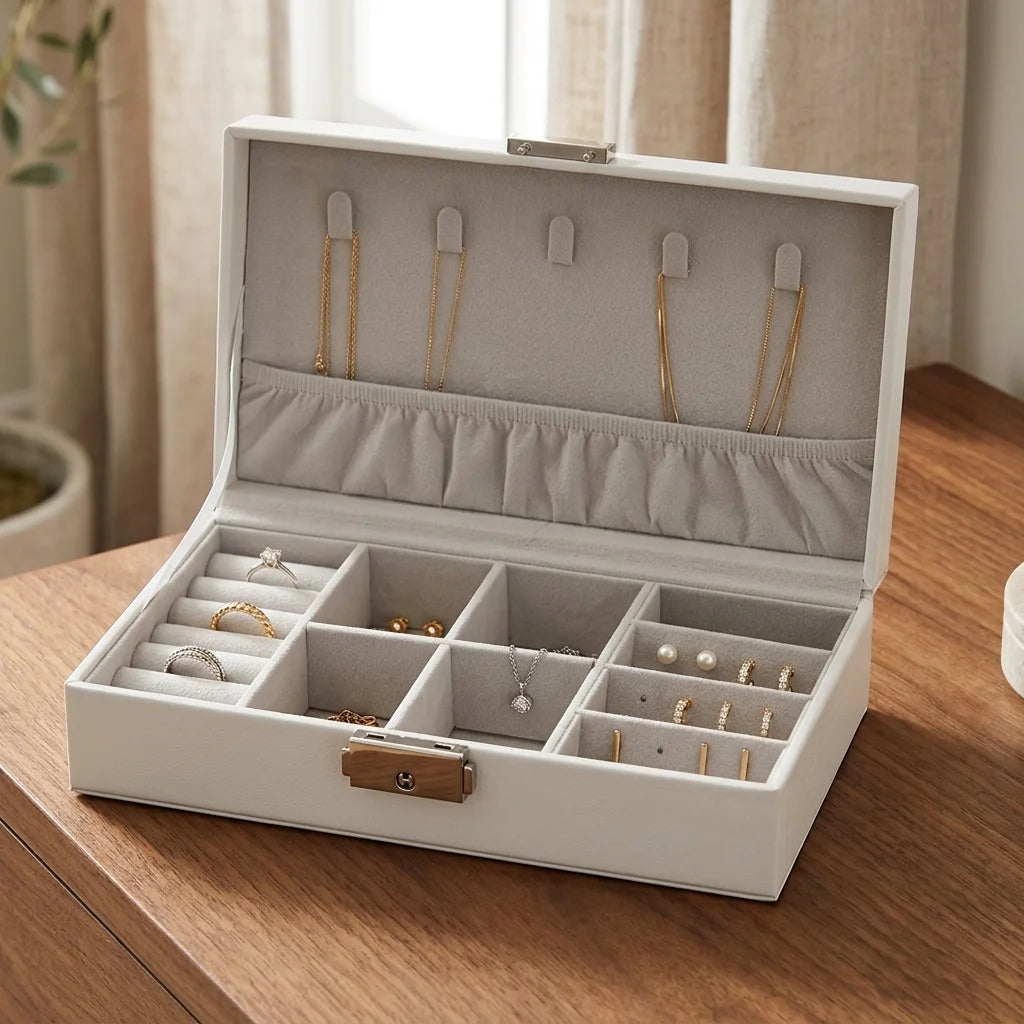 Fancy Jewelry Box with Print 21*12*6 cm - Silver