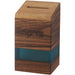 Wood Tzedakah Box with Turquoise Epoxy 14 cm
