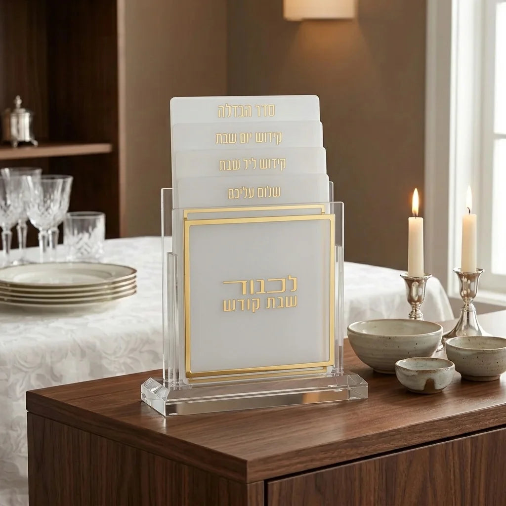 Benchers Display with 4 Blessings- Ashkenazi Gold Color