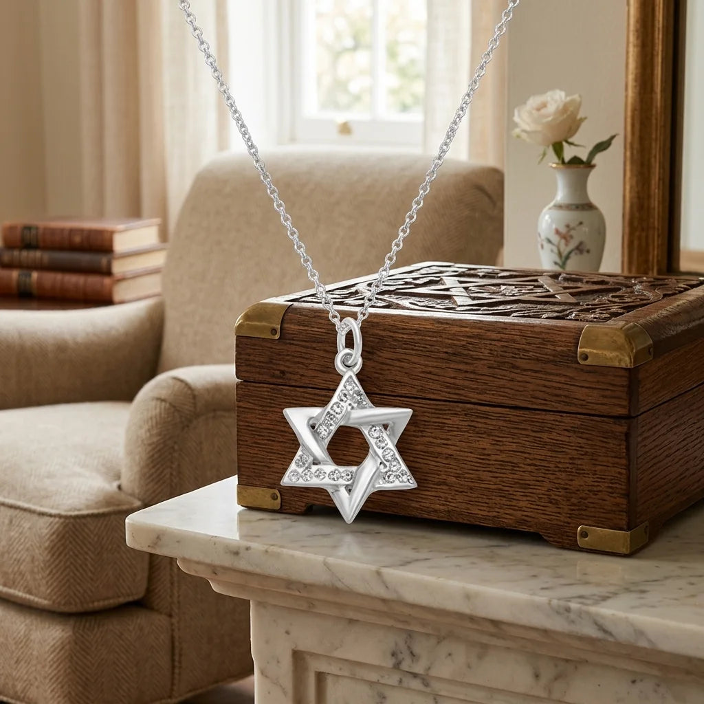 Necklace 952 Silver Plated- "Magen David"