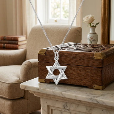 Necklace 952 Silver Plated- "Magen David"