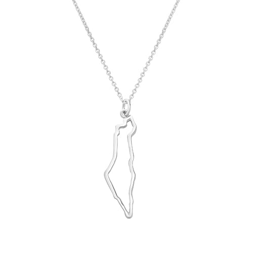 Necklace 952 Silver Plated- "Israel Map"
