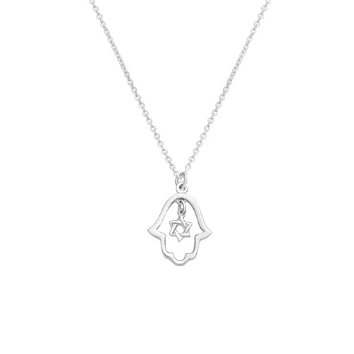Necklace 952 Silver Plated- "Hamsa"