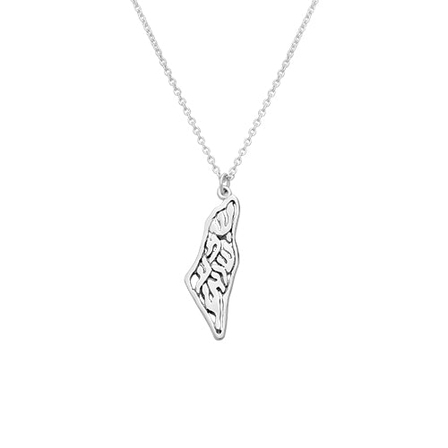 Necklace 952 Silver Plated- "Israel Map"